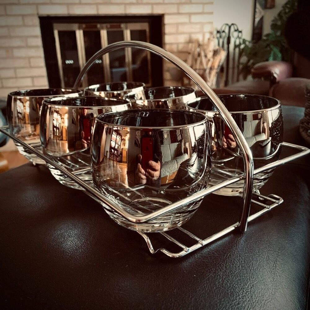MCM VINTAGE 6 Lowball Glasses with Carrier